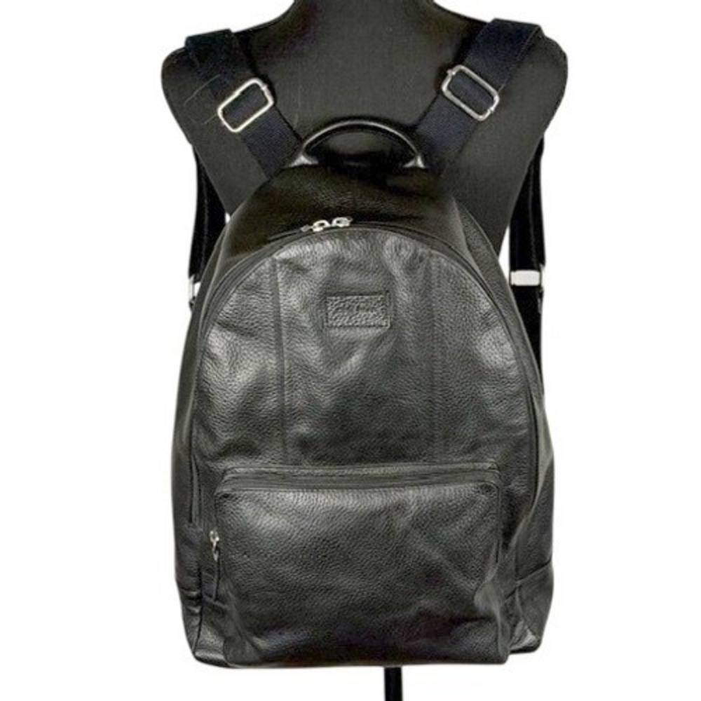Cole Haan Black‎ Pebble Grain Leather Backpack Mens Commuter Travel Bag Luxury